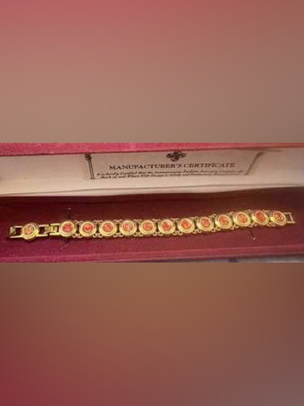 Camrose & Kross Gold-Tone and Red Bracelet Inspired By Jacqueline Kennedy-NIB